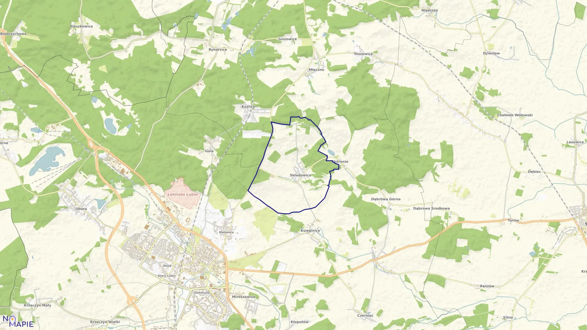 Mapa obrębu Składowice w gminie Lubiń